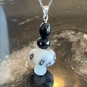 Artisan Black and White Pendant Necklace